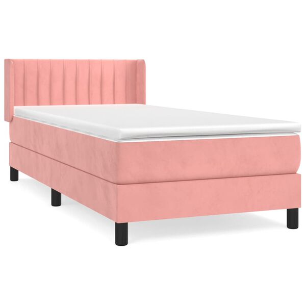 vidaXL Boxspring met matras fluweel roze 80x200 cm