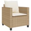 vidaXL 3-delige Bistroset met kussens poly rattan beige
