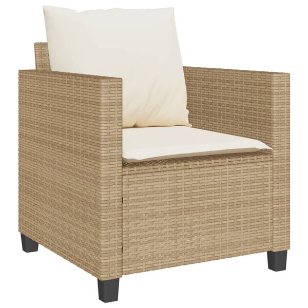 vidaXL 3-delige Bistroset met kussens poly rattan beige