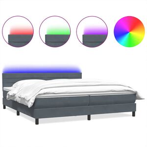 vidaXL Boxspring met matras en LED fluweel donkergrijs 180x220 cm