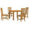 vidaXL Eetkamerset 5 st Beige Massief Eikenhout