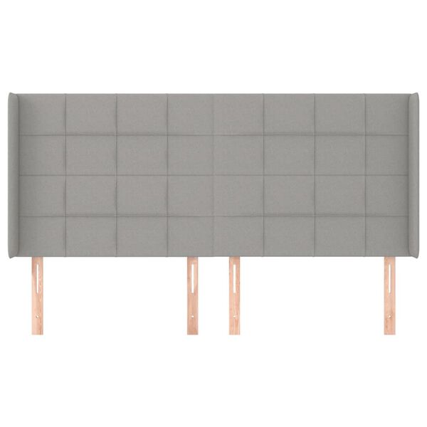 vidaXL Hoofdbord met randen 203x16x118/128 cm stof lichtgrijs