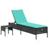 vidaXL Ligstoel met tafel en kussen, zwart polyrotan