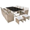 vidaXL 13-delige Tuinset met kussens poly rattan beige
