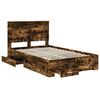 vidaXL Bedframe met hoofdeinde Gerookt eiken 135 x 190 cm Bewerkt hout