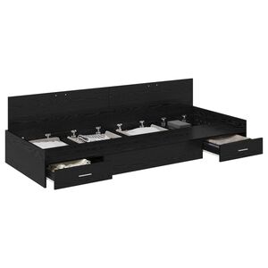 vidaXL Bedframe met hoofdeinde Zwart Eiken 90 x 200 cm Bewerkt hout