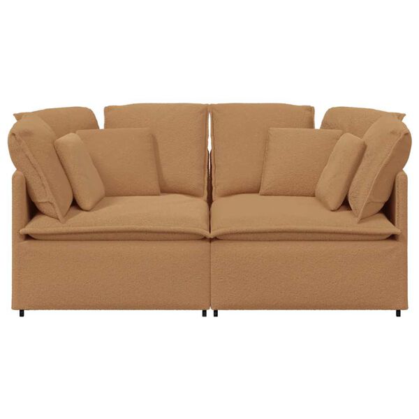 vidaXL Modulaire bank met kussens gekrulde wolachtige stof beige