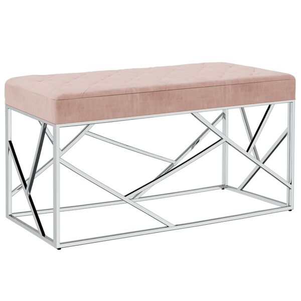 vidaXL Bankje 97 cm fluweel en roestvrij staal roze