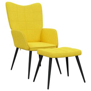 vidaXL Relaxstoel met voetenbank stof mosterdgeel