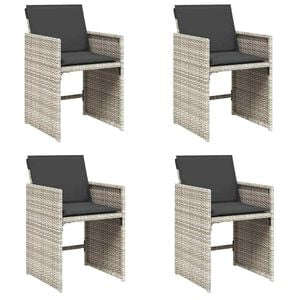 vidaXL Tuinstoelen 4 st met kussens poly rattan lichtgrijs