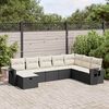 vidaXL 8-delige Loungeset met kussens poly rattan zwart