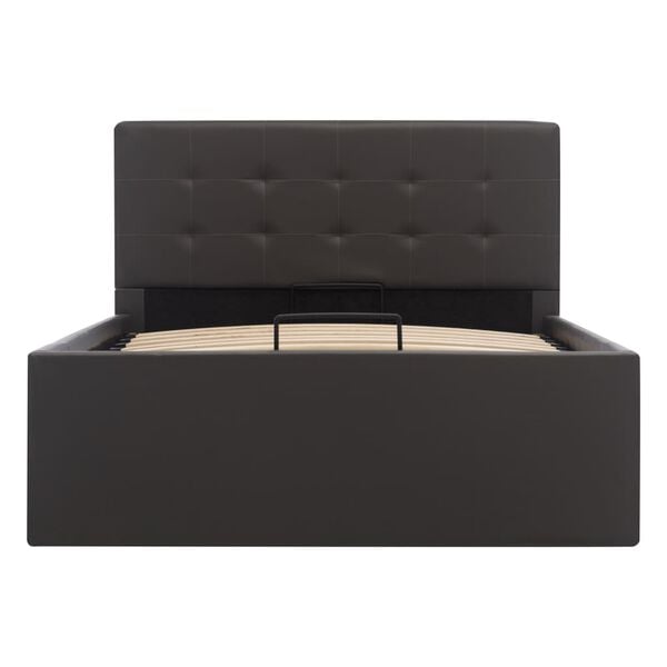 vidaXL Bedframe met opbergruimte hydraulisch kunstleer grijs 90x200 cm