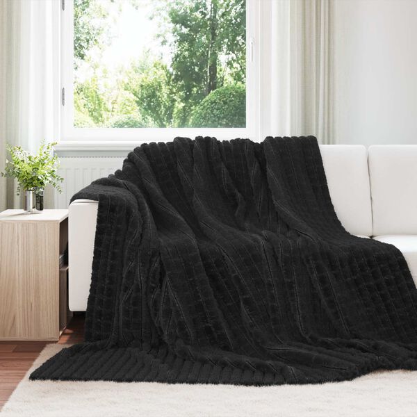 vidaXL Gooi Deken Zwart 270 x 240 cm Fleece