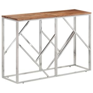 vidaXL Wandtafel roestvrij staal en massief acaciahout zilverkleurig