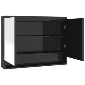 vidaXL Badkamerkast met spiegel 80x15x60 cm MDF glanzend zwart