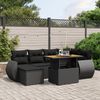 vidaXL 7-delige Loungeset met kussens poly rattan zwart