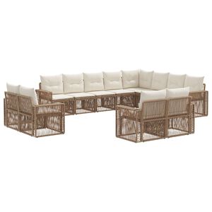 vidaXL Tuinbankenset 12 pcs Beige en Cr&egrave;me Wit poly rattan