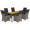 vidaXL 7-delige Tuinset met kussens poly rattan grijs