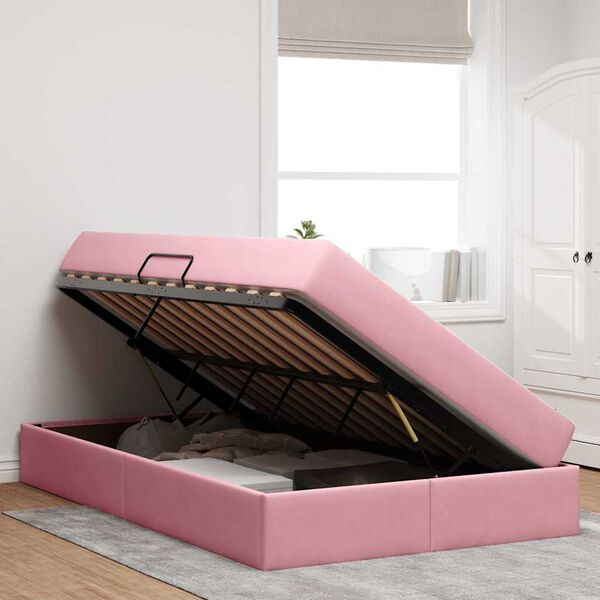vidaXL Opbergbed met matras met matras Roze 120 x 200 cm Fluweel