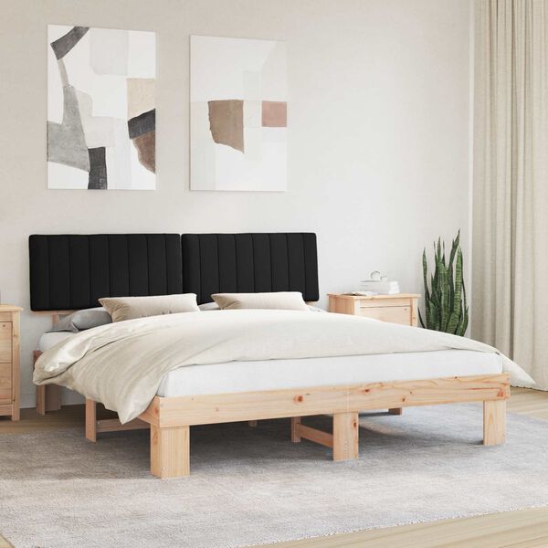 vidaXL Bedframe met Gevoerd Hoofdgedeelte Zwart 180 x 200 cm