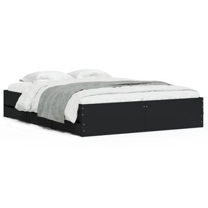 vidaXL Bedframe met lades bewerkt hout zwart 150x200 cm