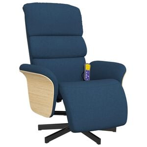 vidaXL Massagestoel verstelbaar met voetensteun stof blauw