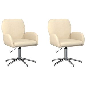 vidaXL Draaiende Bureaustoelen 2 st 54 x 58 x 90 cm Cr&egrave;mekleurig Stof