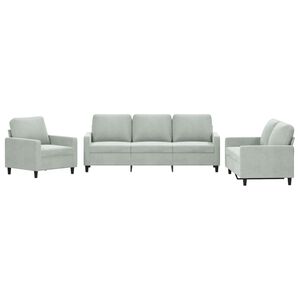 vidaXL 3-delige Loungeset met kussens fluweel lichtgrijs