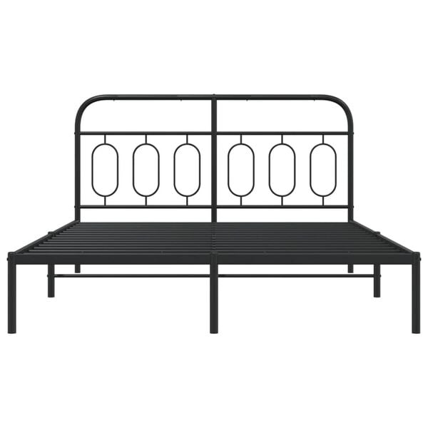 vidaXL Bedframe met hoofdbord metaal zwart 135x190 cm