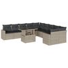 vidaXL 11-delige Loungeset met kussens poly rattan lichtgrijs