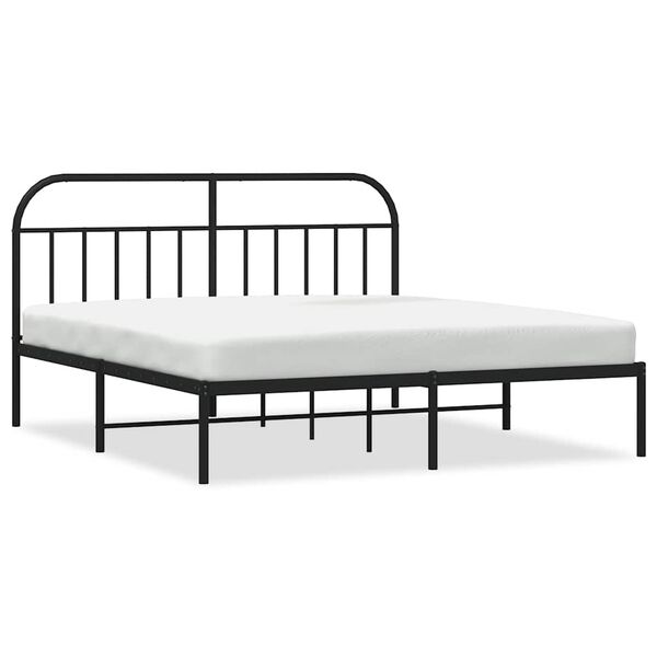 vidaXL Bedframe met hoofdbord metaal zwart 183x213 cm
