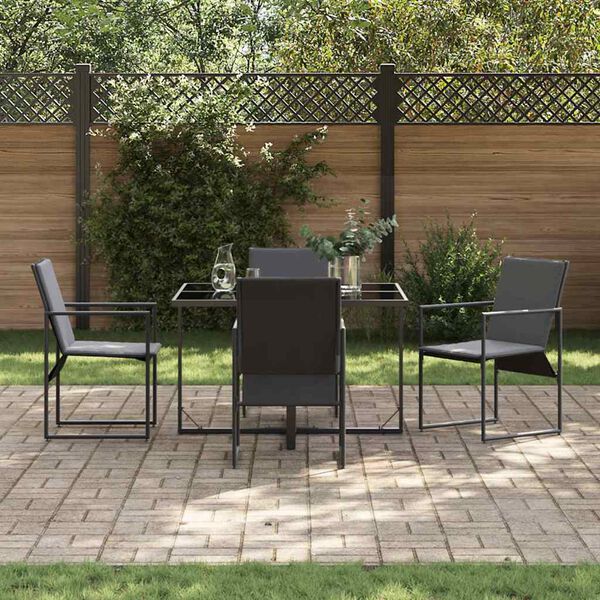 vidaXL Tuin Eetset 5 pcs Zwart Staal