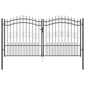vidaXL Hekpoort met Spear Boven KAMPEN 305 x 150 cm Staal Grijs
