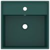 vidaXL Wastafel met overloop vierkant 41x41cm keramiek mat donkergroen