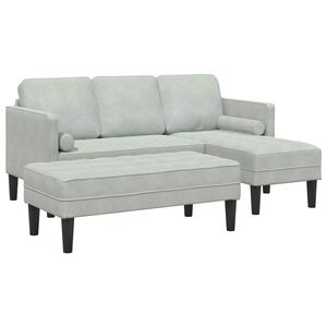 vidaXL Bankstel met kussen 2 pcs Lichtgrijs Polyester