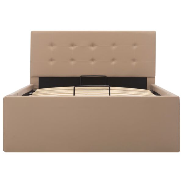 vidaXL Bedfram met opslag hydraulisch kunstleer cappuccino 100x200 cm