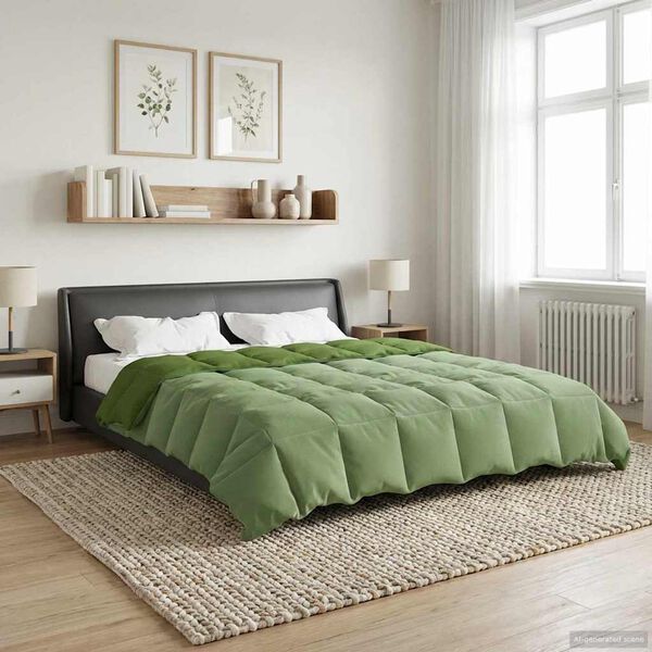 vidaXL Zomer Dekbed Gekwilt Groen 240 x 260 cm Microfiber