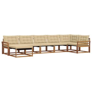 vidaXL Buiten bankenset 7 pcs Natuurlijk en Beige Massief Acaciahout