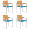 vidaXL Tuinstoelen 4 st met kussens massief teakhout