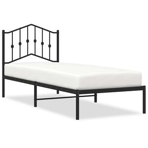 vidaXL Bedframe met hoofdbord metaal zwart 90x200 cm