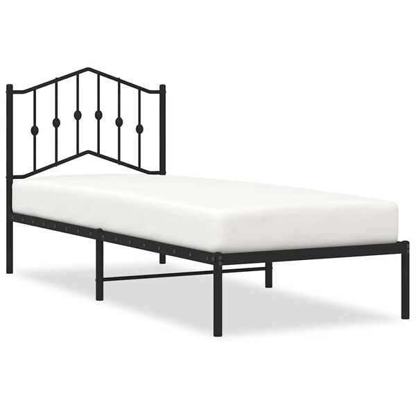 vidaXL Bedframe met hoofdbord metaal zwart 90x200 cm