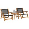 vidaXL Tuinstoelen met Tafel 3 pcs Zwart Massief Acaciahout