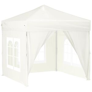 vidaXL Partytent inklapbaar met zijwanden 2x2 m cr&egrave;mekleurig