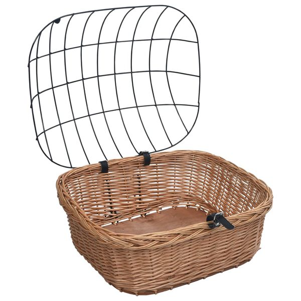 vidaXL Fietsstuurmand met deksel 50x45x35 cm natuurlijk wilgen
