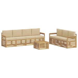 vidaXL Sofa-Sets 8 st Wit en Beige Polyester