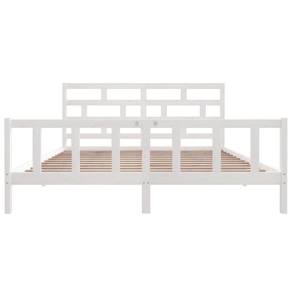 vidaXL Bedframe massief grenenhout wit 200x200 cm