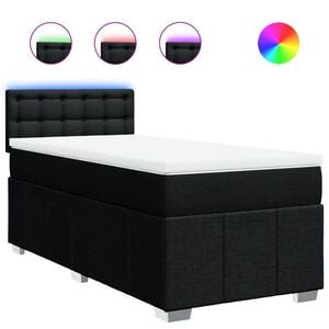 vidaXL Boxspring met matras stof zwart 80x200 cm