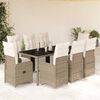 vidaXL 9-delige Bistroset met kussens poly rattan bruin