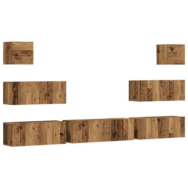 vidaXL 7-delig Tv-meubelset wandmontage bewerkt hout oud houtkleurig