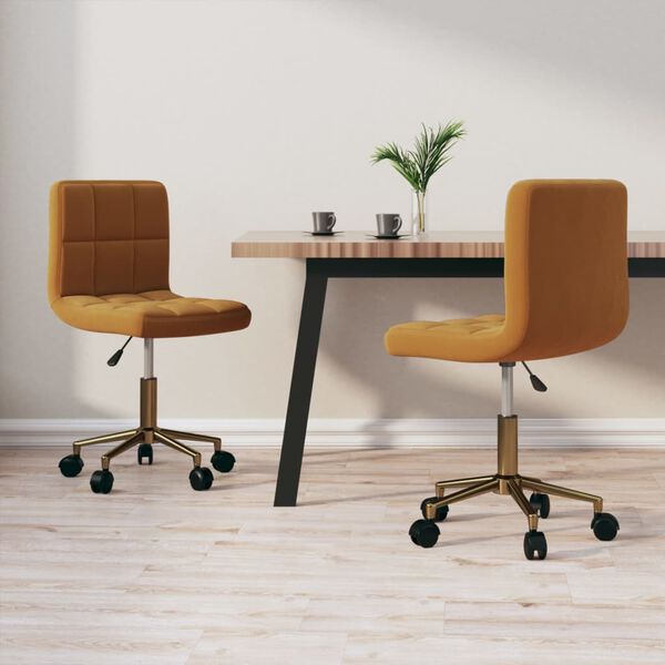 vidaXL Eetkamerstoelen draaibaar 2 st fluweel bruin